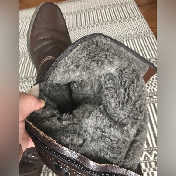 Sz 7🌹Leather Shearling Tall Boots Marelbo - Picture 14 of 16